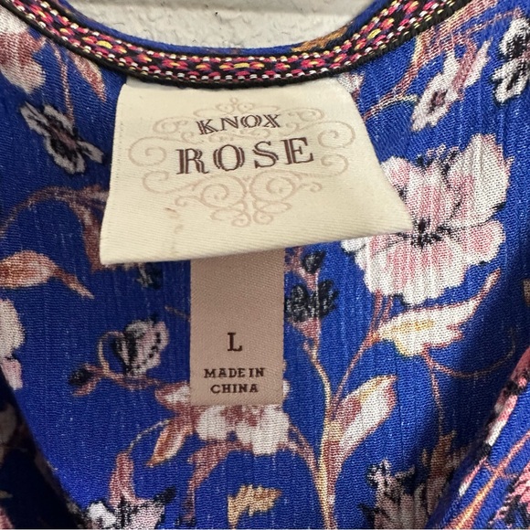 Knox Rose Navy Floral Maxi Dress size L with longer back and ruffled sleeves - Picture 8 of 8